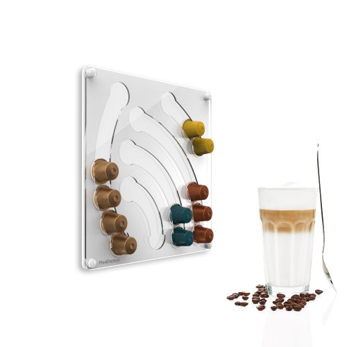 Plexidisplays 1303111 Wand-Kapselhalter für Nespresso-Kapseln, Design Wasserfall Mini, 29 x 29 cm, weiß - 2