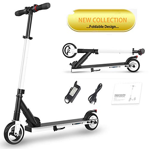 Magic Vida Trottinette Electrique Pliable Mixte Adultes Enfants Propulsion Arrière 7.5kg Très Léger Batterie 5.0Ah Vitesse Maximale 23km/h Version Améliorée(Blanc&Noir)