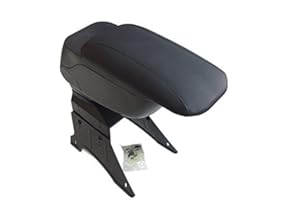 FLEXZON Accoudoir de voiture universel central avec espace de rangement comportant un couvercle coulissant, noir