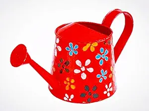 Royal baskets 2 litres Hand Painted Metal planters Round Watering Can - Rust Free Home Decor Gifting, Garden, Gardening, Tools (Pack of, 1,Color Red)