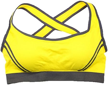 JFIN Women's Pullover Bra Polyester Blend Wirefree Removable Cups Gray Pro Indy,Yellow-S