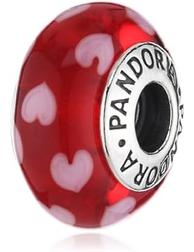 Pandora Damen-Charm 925 Sterling Silber Herz Muranoglas rot 790948