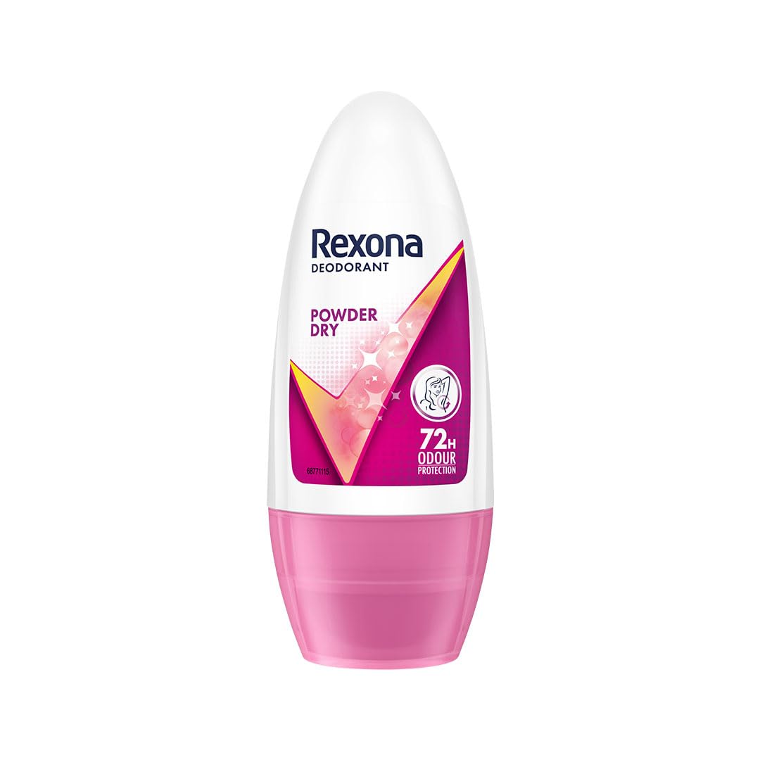 Rexona Powder Dry Underarm Roll On Deodorant For Women, Antiperspirant, Removes Odour, Keeps Skin Fresh & Clean, Alcohol Free