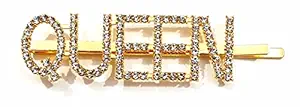 HOMEMATES Word Hair Clips for Women Crystal Letter Hair Pins for Girls Women Golden Crystal Trendy and Stylish Hair Pin Hair Clip Fancy Jewellery Hair pin Hair Accessories (STYLE 15)