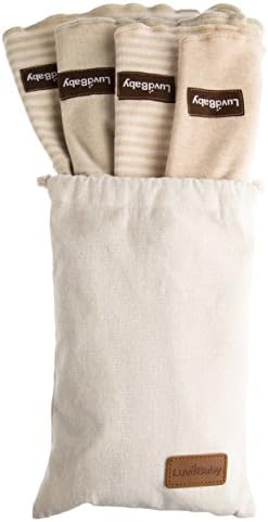 Burp Cloths - 4 Pack - Undyed Organic Cotton - Neutral Colour Burping Cloths for Baby Boys and Girls