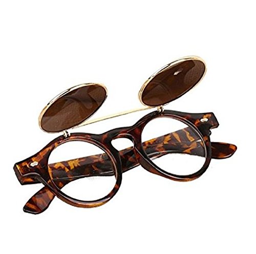 Preisvergleich Produktbild Sonnenbrille Brille, Hot Ausverkauf manadlian Sommer Steampunk Goth Brillen Gläser Retro Flip Up Rund Sonnenbrille Vintage Eyewear Sun Blinker, Color 1, Einheitsgröße