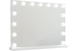 Flamingueo Espejo Maquillaje con Luz - 15 LED - 3 Modos de Luz - Intensidad Ajustable - Control Táctil - Vanity Mirror - Blanco - 58x12x43cm