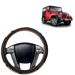 RD Universal Car Raptor wala Steering Wheel Cover Compatible for Compatible for Mahindra Thar (Beige, Brown, Leatherite)