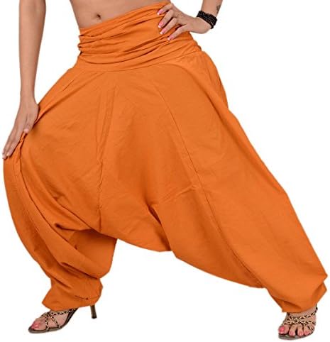 SNS Pure Cotton Harem Pant Indian Trouser Yoga Pant -  Yellow - 