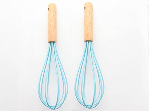 Care-Wert ® Schneebesen 2 Stück in Blau mit Holzgriff (Blau)
