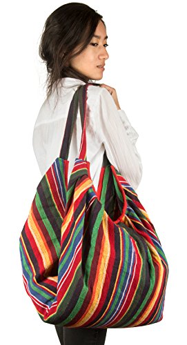 Tribe Azure Fair Trade Bolsos cruzados de algodón para mujer Large XLarge Arco Iris