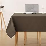 Ca. 130×220cm, 1 Stück Deconovo Tischdecke Wasserabweisend Tischdecke Lotuseffekt Tischtücher 130x220 cm Dunkelbraun