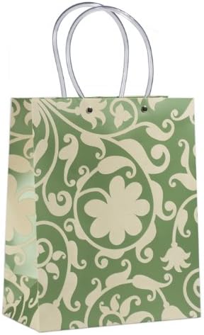 Think Posh Metallic Green/Ivory Flock Gift Bag, Medium