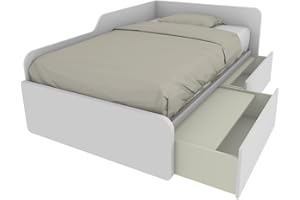MOBILFINO CAMERETTE Divano Letto Singolo 120x190 con cassettoni - Ideale per camerette - Testata a Destra, Bianco