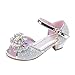 Produktbild OHQ Mädchen Prinzessin Schuhe mit Absatz Kinder Cinderella Sandalen Partei Glitzer Kristall Mädchen Kostüm Zubehör Karneval Verkleidung Party Aufführung Fasching Ball Groß