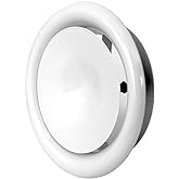 &Oslash; 80 mm Air Supply Diffuser - Regulated Disc Valve - Round Steel Ventilation Grille - White