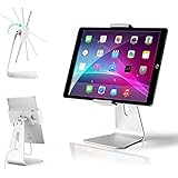 AboveTEK Elegant Aluminum iPad Pro Stand - Swivel iPad Air/Mini Kiosk POS Stand - Two Mount Holders 7"~13" Interactive iOS/Android Tablet Stand for Retail Store Showcase/Office Desk/Kitchen Countertop