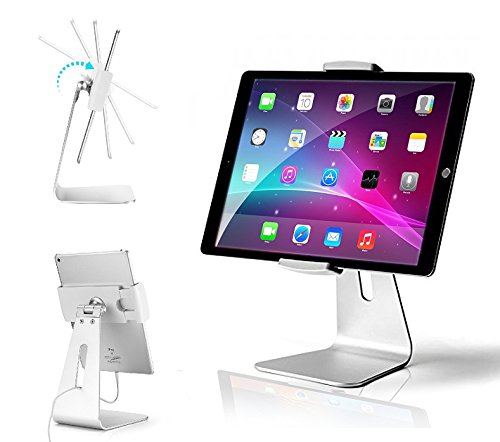 abovetek Elegante Aluminium iPad Pro Ständer – Swivel iPad Air/mini Kiosk POS stehen – Zwei Mount Halterungen 15,2 cm ~ 33 cm Interaktives IOS/Android Tablet Ständer für Handel Styling/Schreibtisch/Küche zinntheken