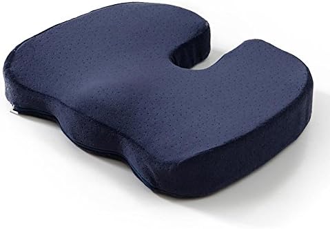 Memory Foam Cushion For Any Seat Sciatica,Coccyx Cushion Portable Ergonomic Chair Seat Pad for Indoor Outdoor Home and Office Car Seat Recliner Wheelchair , velvet - navy blue , 45*36*7cm