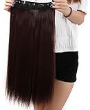 S-noilite® Fashion 23 Inches (58cm) 3/4 Full Head One Piece 5clips Clip in Hair Extensions Extension Long Straight All Colors (Medium Brown)
