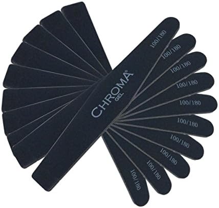 12 x Chroma Gel Nail File 100 | 180 Grit Black - pack of 12