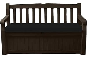A ATH COLLECTION Waterproof Garden Bench Cushion Seat Pad Only fit for Iceni Outdoor Garden And Eden Storage Box 128x50x5cm Lightweight Durable Cushions (Black)