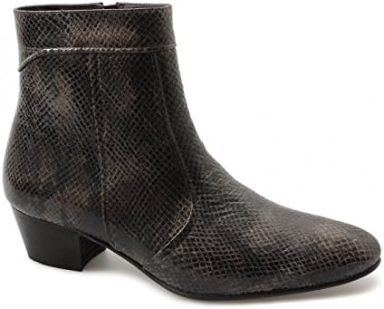 Shuperb EMMANUEL Mens Snakeskin Leather Cuban Heel Boots Brown UK 6