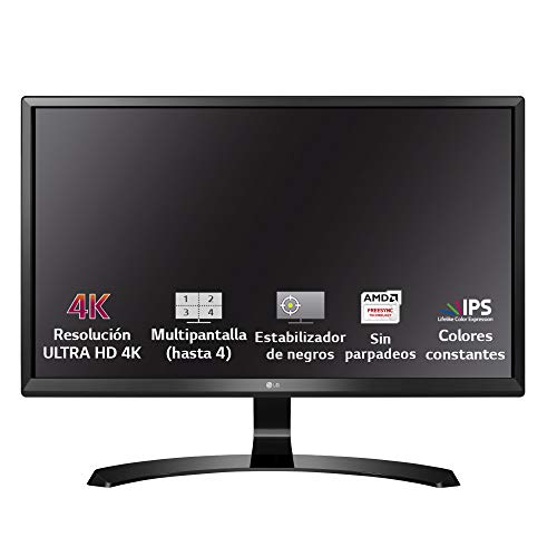 LG 24UD58-B - Monitor Serie 4K de 61 cm (24 pulgadas, 4K Ultra HD, IPS, 3840x2160 pixeles, 5 ms, 16:9, 250 cd/m2, FreeSync,) Color Negro