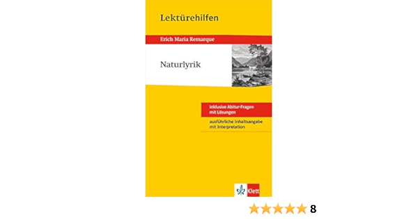 Klett Lekturehilfen Naturlyrik Fur Oberstufe Und Abitur Interpretationshilfe Fur Die Schule Amazon De Krause Gunter Bucher