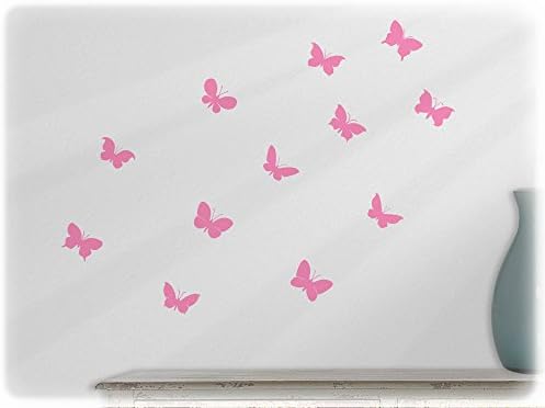 Wall art sticker 12 cute butterflies --45-soft pink