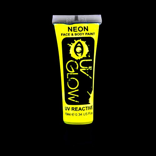 UV Glow Neon Face and Body Paint - 1x 10ml Yellow