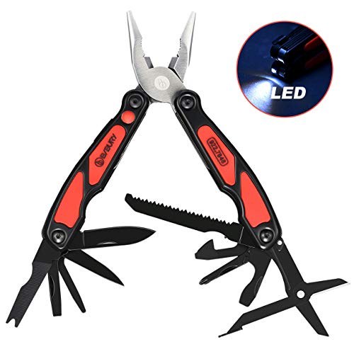 Bibury Multitools, 14 in 1 Multitool Zange mit Dosenöffner, Schere, Leichtem, EDC Multi Tool im Taschenformat mit Nylon Tasche für Outdoor-Aktivitäten, Heimwerker, Camping - Schwarz