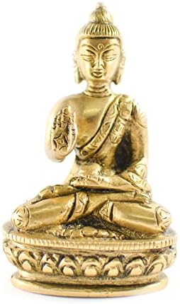 Brass Gold Tone Buddha Statue Car Deco, Office Decor, Table Decor Figurine "Spiritual World"