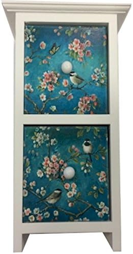 Shabby Chic Rectangular Two Drawer Mini Chest of Birds and Blossom