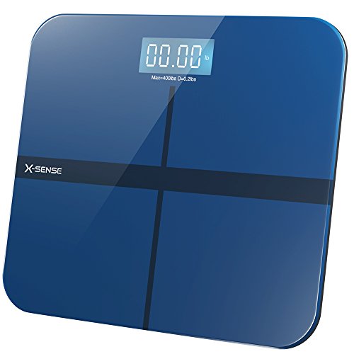 Preisvergleich Produktbild X-Sense Personenwaage Körperwaage, Batteriebetrieben, Blau