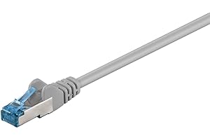 goobay 92639 Câble patch Ethernet CAT 6a double blindage S-FTP jusqu'à 10 000 Mbits, 500 MHz, câble en cuivre sans halogène, connecteurs RJ-45, contacts plaqués or, 20 m, gris