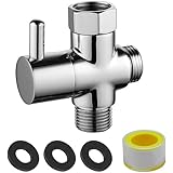 Gobesty 3 Way Switching Valve, Switching Valve, Diverter, G 1/2, Solid Brass, Shower, Adapter, Copper, Chrome Plated