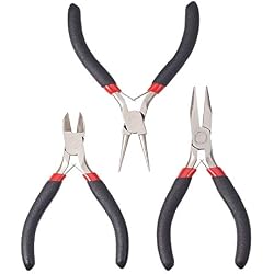 PandaHall - Lot de 1 Set Bijoux Pinces Ensembles, Ferronickel, Coupe Laterale, du Nez et de la Chaine Pince Ronde, Noir, 11-12,5cm