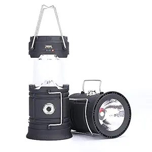 Praxon Solar Emergency Light Lantern + USB Mobile Charging+Torch Point, 2 Power Source Solar, Lithium Battery, Travel Camping Lantern - Multi Color