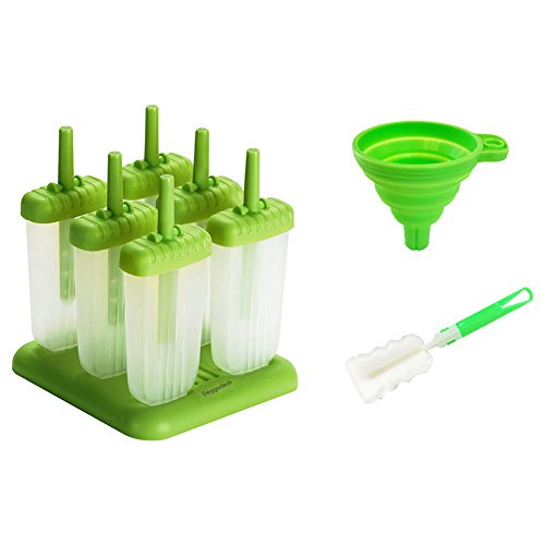 deggod 6 PCS Ice Lolly Makers Cream Set, DIY Frozen Ice Cream Formen für Kinder und Erwachsene mit Loading Trichter & Schwamm Topfbürste