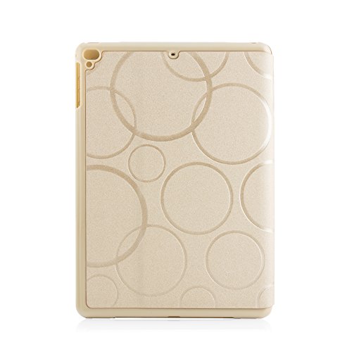 iPad Air Hülle, Deenor Colour Series Premium PU Leder Ultra Slim Light Weight Auto aufwachen / Schlaf Funktion Schutzhülle Hülle für Apple iPad Air iPad 5. (Golden circles) - 2