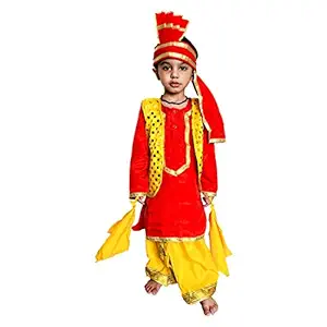 ShopLuvonline Red & Yellow Punjabi Bhangra Dress for Boys Age 2-8 Years (6-7 Years)