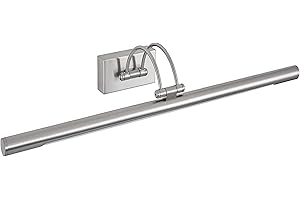 PAPUQ Aplique LED de pared para iluminar cuadros, espejos, murales, 8W estilo tradicional y elegante,tono de luz cálida 3000K, Níquel mate, totalmente articulado y giratorio. 50cm