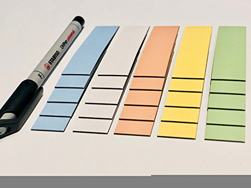 25 bunte beschreibbare Magnetstreifen 80 x 20mm inkl. Stabilo Stift/beschreibbar/abwaschbar/wiederverwendbar