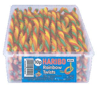 Preisvergleich Produktbild Haribo Rainbow Twists 64 Pieces Per Tub
