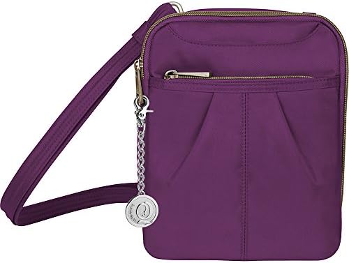 Travelon 42949 Anti-Theft Signature Slim Day Bag with Metal Charm Keychain (Purple)