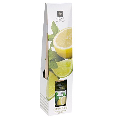 Raumduft Lemon-Lime Diffuser Lufterfrischer Duftspender Duftöl Aromen 100ml 8 Holzstäbchen dekorativer Glasflakon - 2