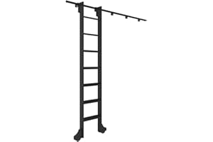 DTDMY Rolling Library Ladder Hardware Kit - 3.3ft to 20ft, Mobile Ladder Tracks with Floor Roller Wheels, Black Steel Round Tube