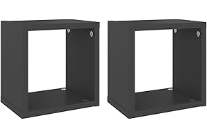 Gecheer 2 STK. Würfelregale Hängeregal Cube Wandboard Freischwebend, Wandregal, Grau 22x15x22 cm
