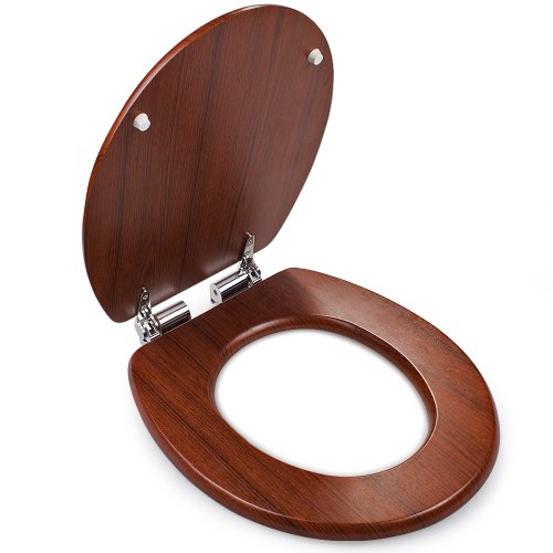 Toilettensitz Toilettendeckel Holz Absenkautomatik, Edelstahlscharnieren – WC Sitz - 3
